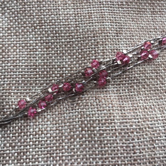 Sterling Silver & Pink Crystal Torsade Bracelet - Picture 3 of 6